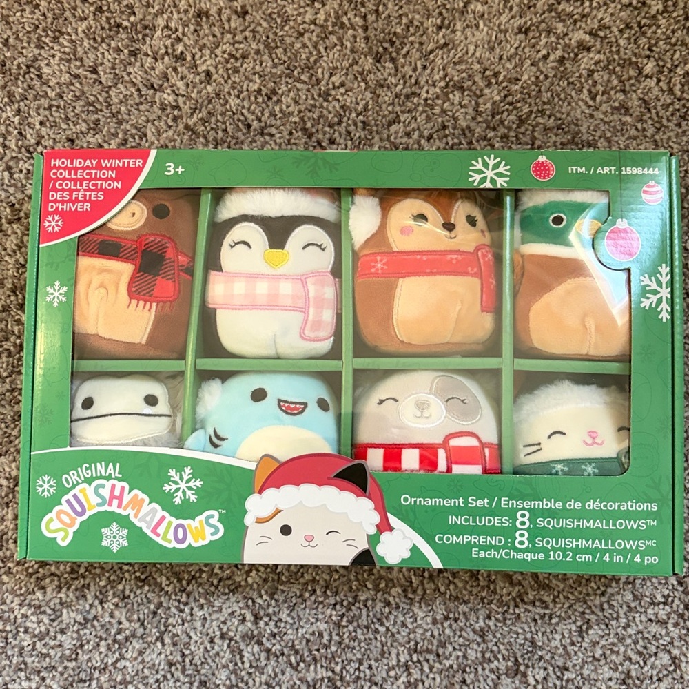 Squishmallow plush ornament set - 8 squishmallows